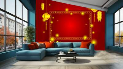 happy chinese new year with copy space on red background Wall mural