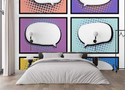 set of comic book, pop art with blank speech bubble Wall mural