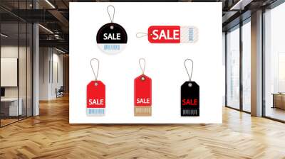 set of price discount sale tag label with barcode background Wall mural