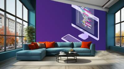 software programming coding concept, code with computer mornitor Wall mural