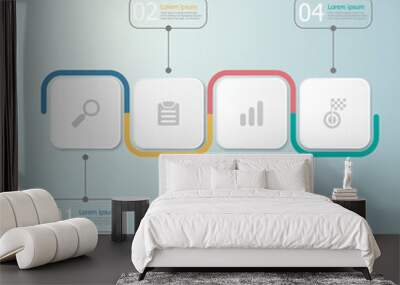 timeline infographics 4 steps for business presentation Wall mural