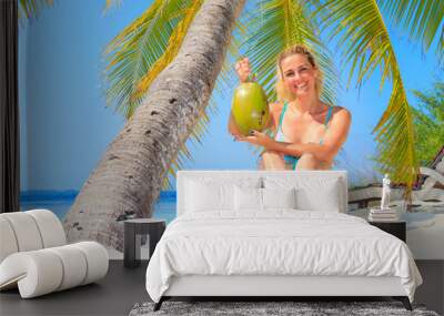 Dreamscape Escape with beauty girl on Maldives Wall mural