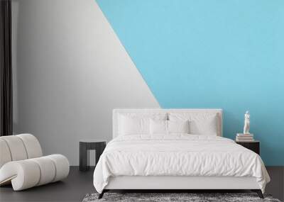 Two color paper with blue and white Overlap on the floor And split half of the image. background Wall mural