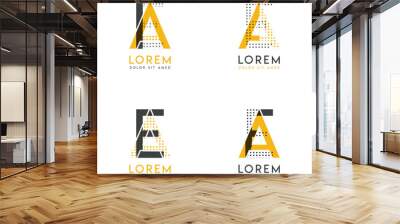 a set with four abstract AE logo. Suitable for websites and corporate identity, and can be used for banner, card and business. this logo is yellow and gray Wall mural