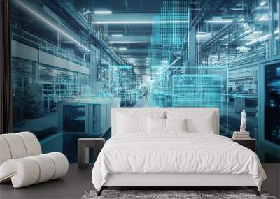 Digital twins providing real-time insights in an Industry 4.0 facility. Wall mural