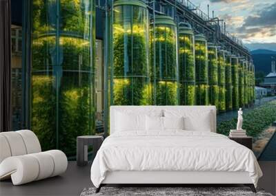 Innovative sustainable algae bioreactor technology for green energy production in the future of renewable resources Wall mural