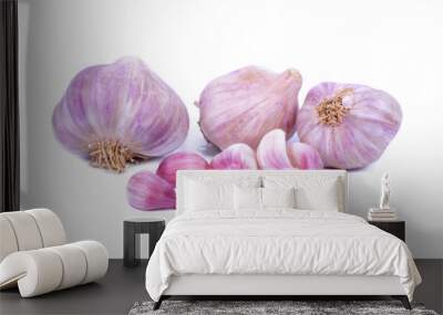 Garlic isolated on white background Wall mural