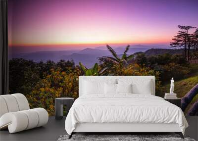 Landscape on the mountain in Phu-Ruea national park, Loei province  Thailand. Wall mural