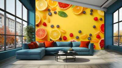 fruits and vegetable herbal concept  for background or 2d illustrator cartoon. Wall mural