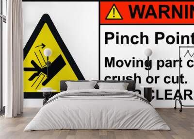 Pinch Points warning vector sign Wall mural