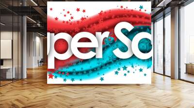 super sale word in stars colored background Wall mural