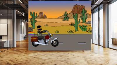 Gay pride riding motorcycle road trip Wall mural