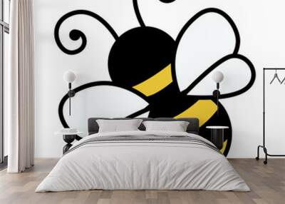 Bee isolated on white Wall mural