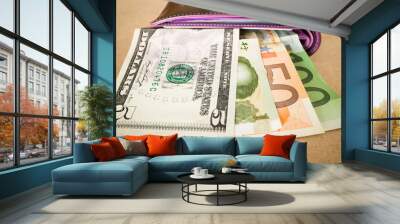 International currencies bank note in the wallet Wall mural