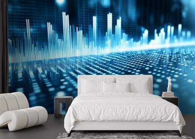 A blue background with a series of dots and lines Wall mural