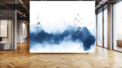 A blue water spray painting with white background Wall mural