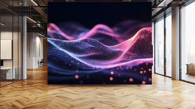 A colorful wave of light with a red and blue swirl Wall mural