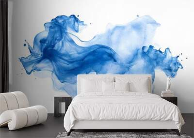 The image is of a blue smokey cloud with white background Wall mural