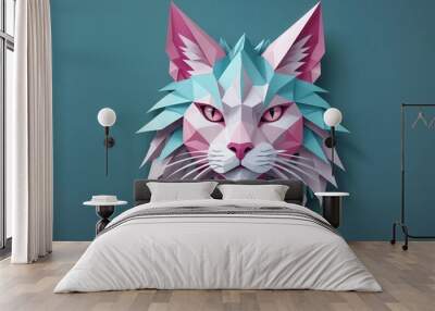 3d mythical cat with poly style Wall mural