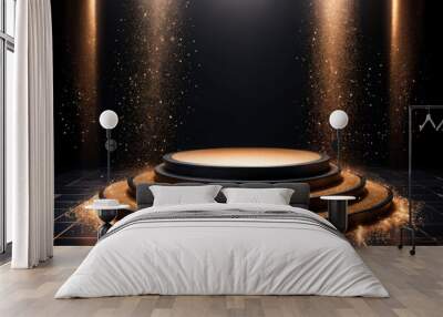 Golden Podium with Glittering Effect. Wall mural