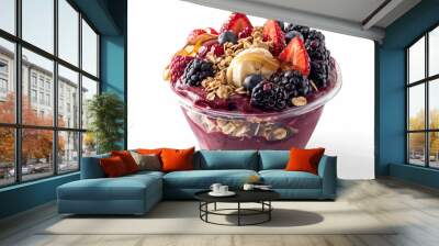 a bowl of fruit and granola with a banana Wall mural