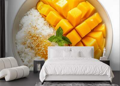 a bowl of rice and mangoes with sesame seeds Wall mural