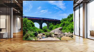 Don Ca railway bridge on Hai Van pass, connecting Da Nang city with Hue city. Wall mural