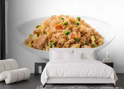 photo fried rice in white plate Generative AI Wall mural