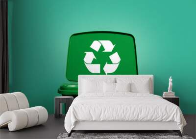 green recycle bin Wall mural