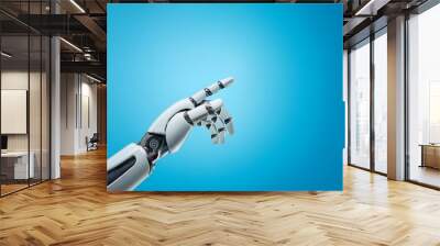 robot hand isolated on blue background Wall mural