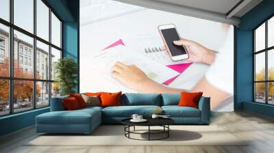 Business Modern women using mobile phone Wall mural