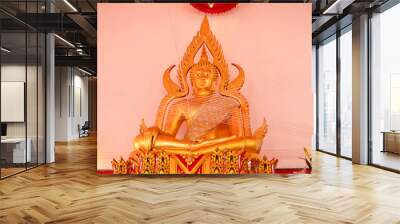 Beautiful golden buddha statue in temple, peaceful place,travel asia Thailand. Wall mural