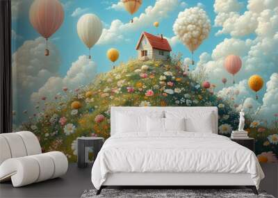 Fairytale colorful balloon castle Wall mural