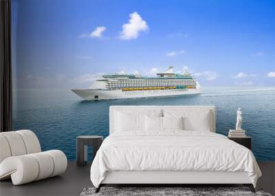 Luxury Cruise Ship Sailing from Port Wall mural