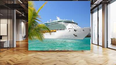 luxury cruise ship sailing from port Wall mural