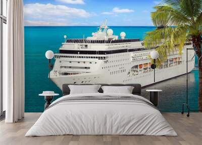 Luxury Cruise Ship Sailing to Port Wall mural