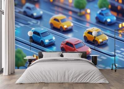 Miniature model of urban streets Wall mural