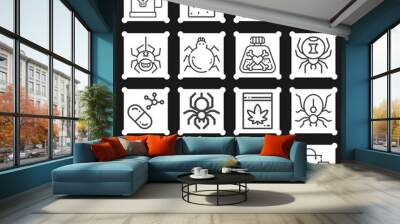 16 pack of poison  lineal web icons set Wall mural