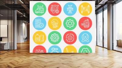 16 pack of reverse  lineal web icons set Wall mural