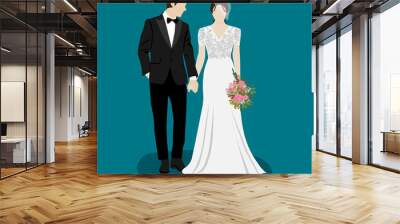 bride and groom on wedding day
 Wall mural