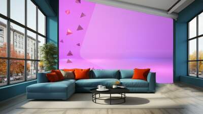 Geometric background pink sparkling light sweet color background 3d illustration Wall mural