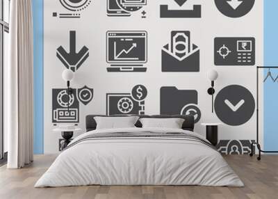 Simple set of deposit related filled icons. Wall mural