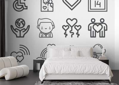 Simple set of parity related lineal icons. Wall mural