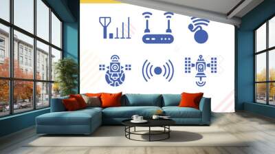 Simple set of radio receiver related filled icons. Wall mural