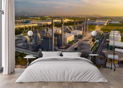 Petrochemical plant at Sunset,Twilight In the industrial area Eastern Thailand. Wall mural