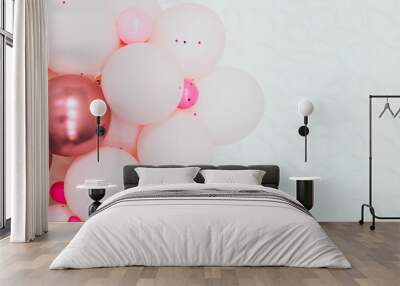 Beautiful multi-colored balloons with flowers for a party Wall mural