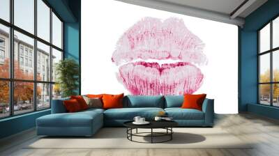 Lipstick kiss isolated on white background Wall mural