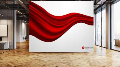 Abstract vector flying wave silk or satin fabric on white background for grand opening ceremony or other occasion Wall mural