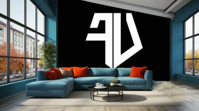 FU logo monogram with pentagon shape style design template Wall mural