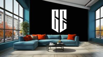 GE logo monogram with emblem style isolated on black background Wall mural